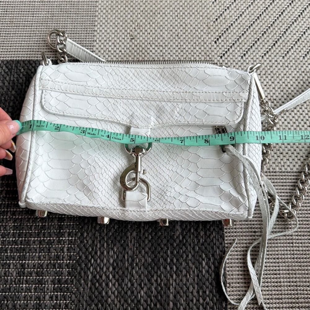 REBECCA MINKOFF Snake Embossed Mini M.A.C. Crossbody Bag White Leather - Picture 6 of 8